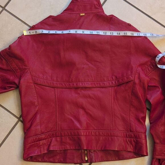 St. John lamb's leather moto jacket red size 6 - Picture 15 of 15